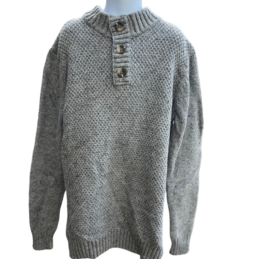 Cat & Jack Mock Neck Sweater Boys Textured Gray L 12/14